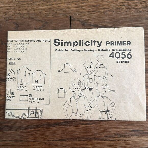 Vintage Early 60s Simplicity Pattern 4056 Women’s Shirt Pattern - Picture 3 of 4
